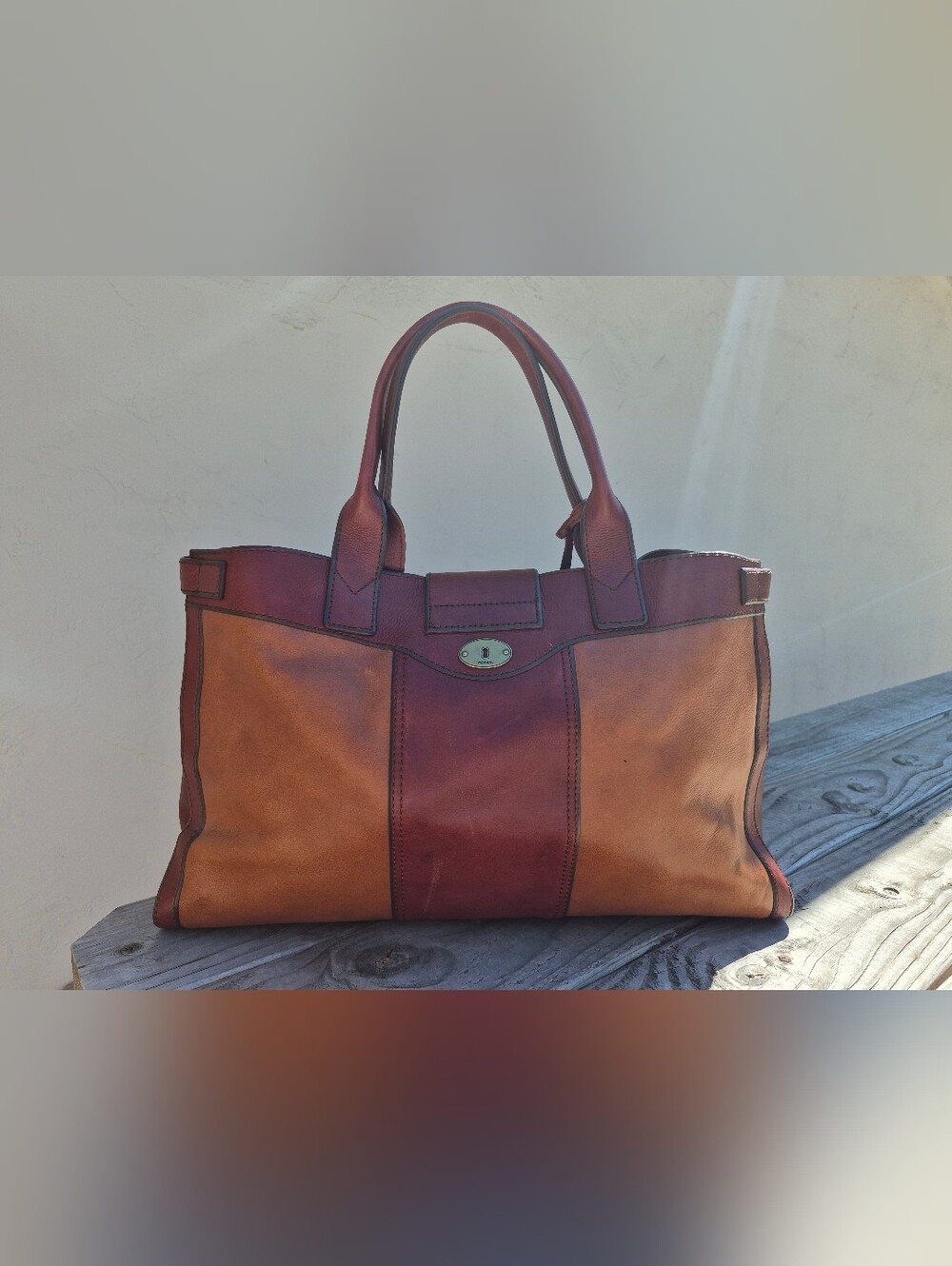 Fossil Two-Tone Leather Revival Weekender Satchel - Picture 2 of 15
